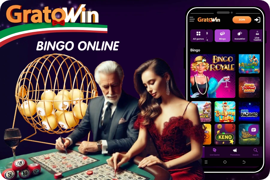 Bingo online su Gratowin Italia con due varianti di gioco, jackpot progressivi, chat interattiva e partite disponibili 24/7 per vincite immediate e divertimento continuo