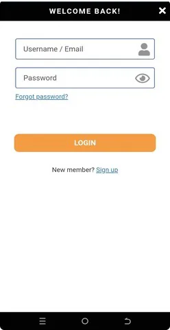 Schermata di login su Grato Win Casino con campi username/email e password, opzione "Forgot password?" e pulsante arancione per accesso rapido al casinò
